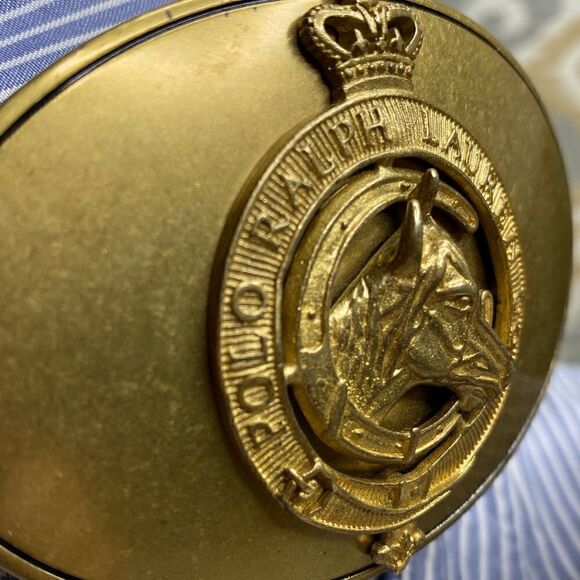 Ralph Lauren Made in England Vintage Brass Horse Head Crown Buckle Leather Belt - Picture 5 of 16